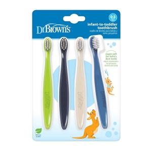 imageDr Browns InfanttoToddler Toothbrush Set Soft ampamp Gentle Manual Toothbrushes for Baby GreenDark BlueEcruBlue BPA Free 03 Years  4Pack4Pack  GreenDark BlueEcruBlue