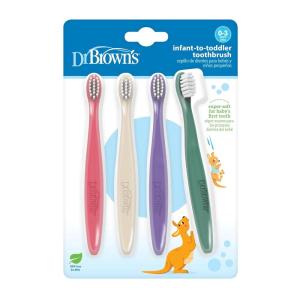 imageDr Browns InfanttoToddler Toothbrush Set Soft ampamp Gentle Manual Toothbrushes for Baby GreenDark BlueEcruBlue BPA Free 03 Years  4Pack4Pack  PinkEcruPurpleDark Green