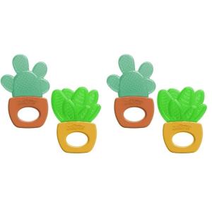 imageDr Browns Learning Loop Baby Teether Ring Multiple Shapes and Textures 100 Silicone BPAFree 3mAquaCool Plants  Value Pack