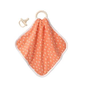 imageDr Browns Lovey Blanket with Beaded Teether Ring and HappyPaci 100 Silicone OnePiece Pacifier Soothing Security Blanket Set for Baby Peach Suns 0mPeach Blanket Set with Teether  HappyPaci