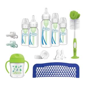 imageDr Browns Natural Flow AntiColic Options Narrow Baby Bottle Gift Set with Advantage Pacifier and Bottle Travel Caps19 Piece  First Year Feeding Set