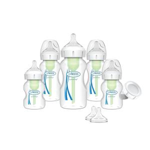 imageDr Browns Natural Flow AntiColic Options WideNeck Bottle Essentials Gift Set with BreastLike Nipple100 Silicone HappyPaci Pacifier and Baby Bottle Travel CapsNewborn Feeding Set