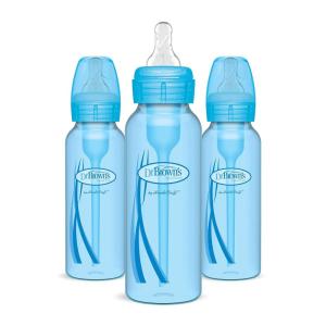 imageDr Browns Natural Flow AntiColic OptionsNarrow 8oz250mL Baby Bottle  Lovey Gift Set with Level 1 Slow Flow Nipples Pink8 oz  Blue