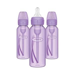 imageDr Browns Natural Flow AntiColic OptionsNarrow 8oz250mL Baby Bottle  Lovey Gift Set with Level 1 Slow Flow Nipples Pink8 oz  Lavender