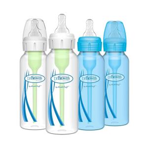 imageDr Browns Natural Flow AntiColic OptionsNarrow 8oz250mL Baby Bottle  Lovey Gift Set with Level 1 Slow Flow Nipples PinkBlue  8oz
