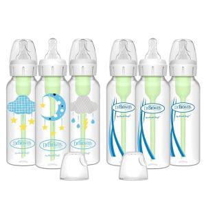 imageDr Browns Natural Flow AntiColic OptionsNarrow 8oz250mL Baby Bottle  Lovey Gift Set with Level 1 Slow Flow Nipples PinkMoon  Clouds