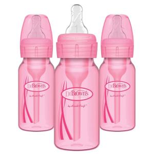 imageDr Browns Natural Flow AntiColic OptionsNarrow 8oz250mL Baby Bottle  Lovey Gift Set with Level 1 Slow Flow Nipples PinkPink