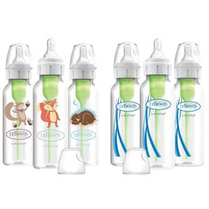 imageDr Browns Natural Flow AntiColic OptionsNarrow 8oz250mL Baby Bottle  Lovey Gift Set with Level 1 Slow Flow Nipples PinkWoodland Animals