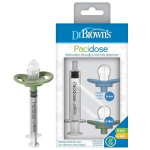 imageDr Browns Pacidose Pacifier and Liquid Baby Medicine Dispenser with Oral Syringe and Two Sizes of Pacifier Bulbs  06m and 618m2 Count Pack of 1
