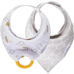 imageDr Browns Super Soft ampamp Absorbent Baby Bandana Bib with SnapOn Teether 3m 2PackBees  Honeycomb