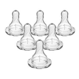 imageDr Browns Natural Flow Preemie Flow Narrow Baby Bottle Silicone Nipple Slowest Flow 0m 100 Silicone Bottle Nipple 6 CountPack of 1Level 1  Slow Flow  0m