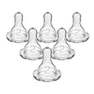 imageDr Browns Natural Flow Preemie Flow Narrow Baby Bottle Silicone Nipple Slowest Flow 0m 100 Silicone Bottle Nipple 6 CountPack of 1Level 2  Medium Flow  3m