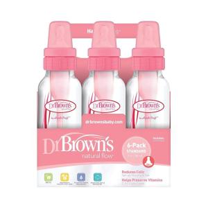 imageDr Browns Natural Flow AntiColic Baby Bottles  Pink  8oz  6pkPink