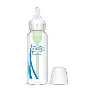 imageDr Browns Natural Flow AntiColic Options Narrow Baby Bottle 8 oz250 mL with Level 1 Slow Flow Nipple 1 Pack 0m8oz  Clear