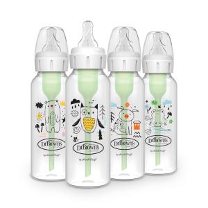 imageDr Browns Natural Flow AntiColic Options Narrow Baby Bottle Bear ampamp Owl 8 oz250 mL with Level 1 Slow Flow Nipple BPA Free 0m 2Pack4Pack  Bear  Owl  Pig   Frog