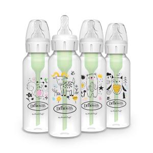 imageDr Browns Natural Flow AntiColic Options Narrow Baby Bottle Bear ampamp Owl 8 oz250 mL with Level 1 Slow Flow Nipple BPA Free 0m 2Pack4Pack  Squirrel  Goat  Bear   Owl