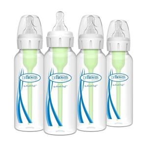 imageDr Browns Natural Flow AntiColic Options Narrow Baby Bottle Dream Adventure 8 oz250 mL with Level 1 Slow Flow Nipple 0m 4 Count Pack of 14 Pack  8oz  Clear