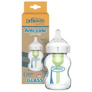 imageDr Browns Natural Flow AntiColic Options WideNeck Glass Baby Bottle 5 oz150 mL with Level 1 Slow Flow Nipple 1 Pack 0m5 oz  1 Pack