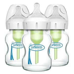 imageDr Browns Natural Flow AntiColic Options WideNeck Glass Baby Bottle 5 oz150 mL with Level 1 Slow Flow Nipple 1 Pack 0m5 oz  3 Pack