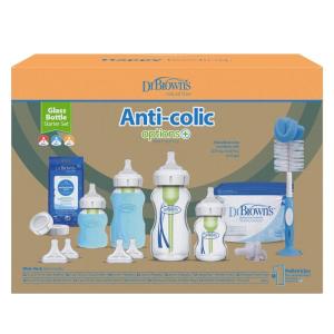 imageDr Browns Natural Flow AntiColic Options WideNeck Glass Baby Bottles 5 oz150 mL with Level 1 Slow Flow Nipple 3 Pack 0mStarter Set