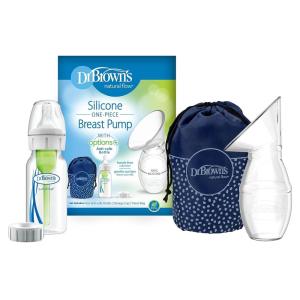 imageDr Browns 100 Silicone OnePiece Breast PumpHandsFree Breast Milk Collector with AntiColic Options Baby Bottle 4 oz120 mLLevel 1 NippleTravel Lid and Travel BagBreast Pump Milk Catcher