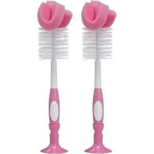 imageDr Browns Reusable Sponge Baby Bottle Cleaning Brush with Suction Cup Stand Scrubber and Nipple Cleaner Blue 1Pack2 Pack  Pink Bottle Brush