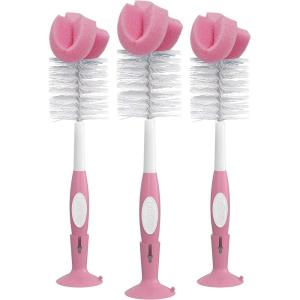 imageDr Browns Reusable Sponge Baby Bottle Cleaning Brush with Suction Cup Stand Scrubber and Nipple Cleaner Blue 1Pack3Pack  Pink Bottle Brush