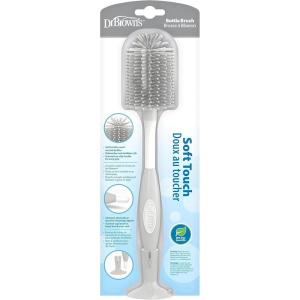 imageDr Browns Soft Touch No Scratch Baby Bottle Cleaning Brush Nipple Cleaner ampamp Suction Cup Base for Easy Storage BPA Free Gray