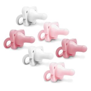 imageDr Browns HappyPaci 100 Silicone Baby Pacifier Contoured OnePiece Design Pink White Light Pink 06m BPAFree 6 Pack3 Pack  Variety Pack  Pink  Light Pink  White