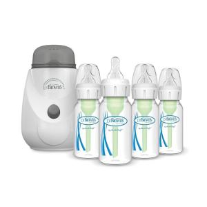 imageDr Browns InstaFeed Bottle Warmer and Sterilizer with AntiColic Options Narrow Baby Bottles 4 oz120 mL with Level 1 Slow Flow Nipple 4 Pack 0mInstaFeed Bottle Warmer  4oz  Clear Bottles
