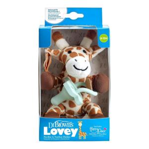 imageDr Browns Baby Lovey Pacifier and Teether Holder Giraffe with Green HappyPaci 100 Silicone 06mGiraffe