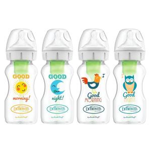 imageDr Browns Natural Flow AntiColic Options WideNeck Baby Bottles 9 oz270 mLwith Level 1 Slow Flow Nipple4 Count0m9 oz  4 Pack  MorningNight Deco
