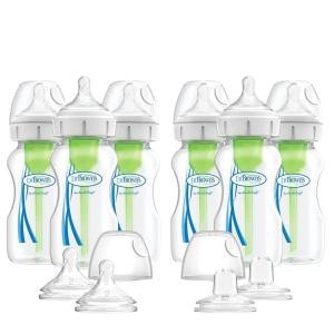 imageDr Browns Natural Flow AntiColic Options WideNeck Baby Bottles 9 oz270 mLwith Level 1 Slow Flow Nipple4 Count0m9 oz  6 Pack with Spouts