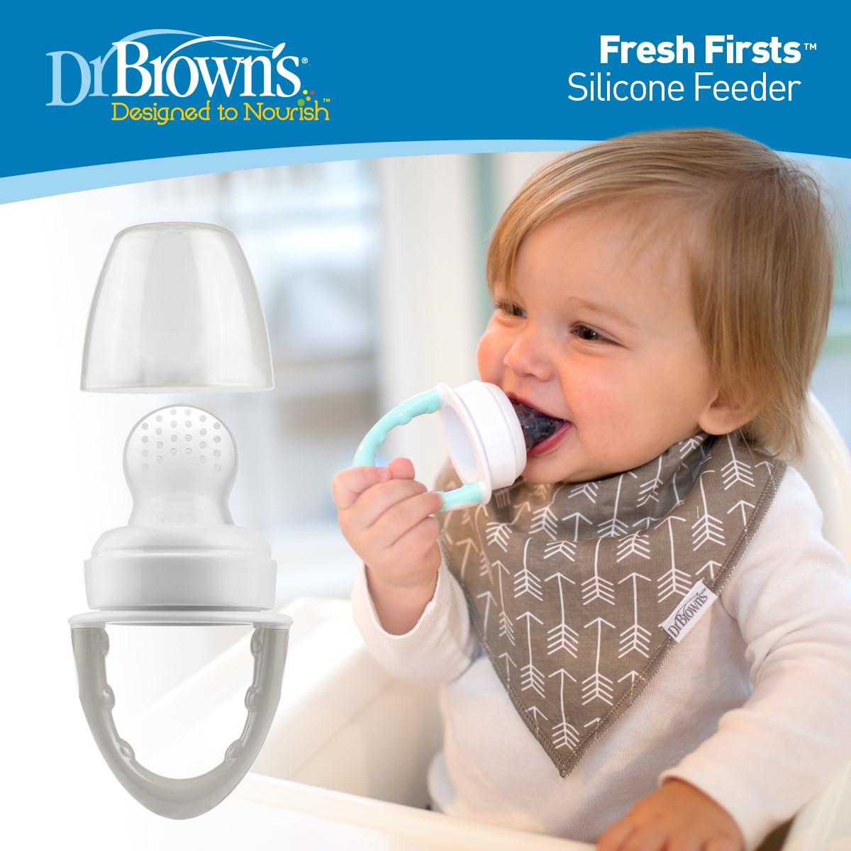 imageDr Browns Designed to Nourish Fresh Firsts Silicone Feeder Grey One Size1 Pack  Mint