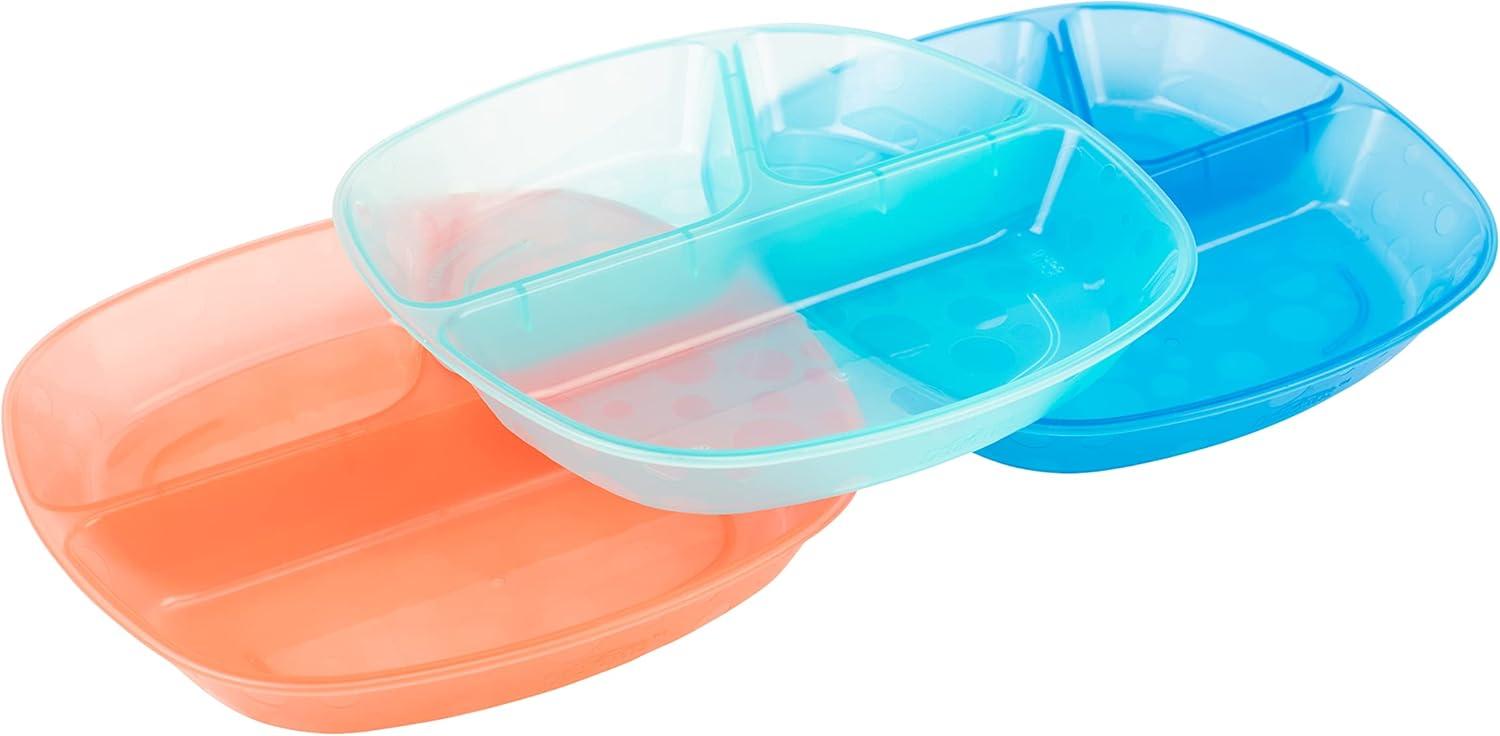 imageDr Browns Designed to Nourish Stackable Plates for Toddlers ampamp Babies BPA Free  3Pack 4mToddler Divided Plates  3 Pack