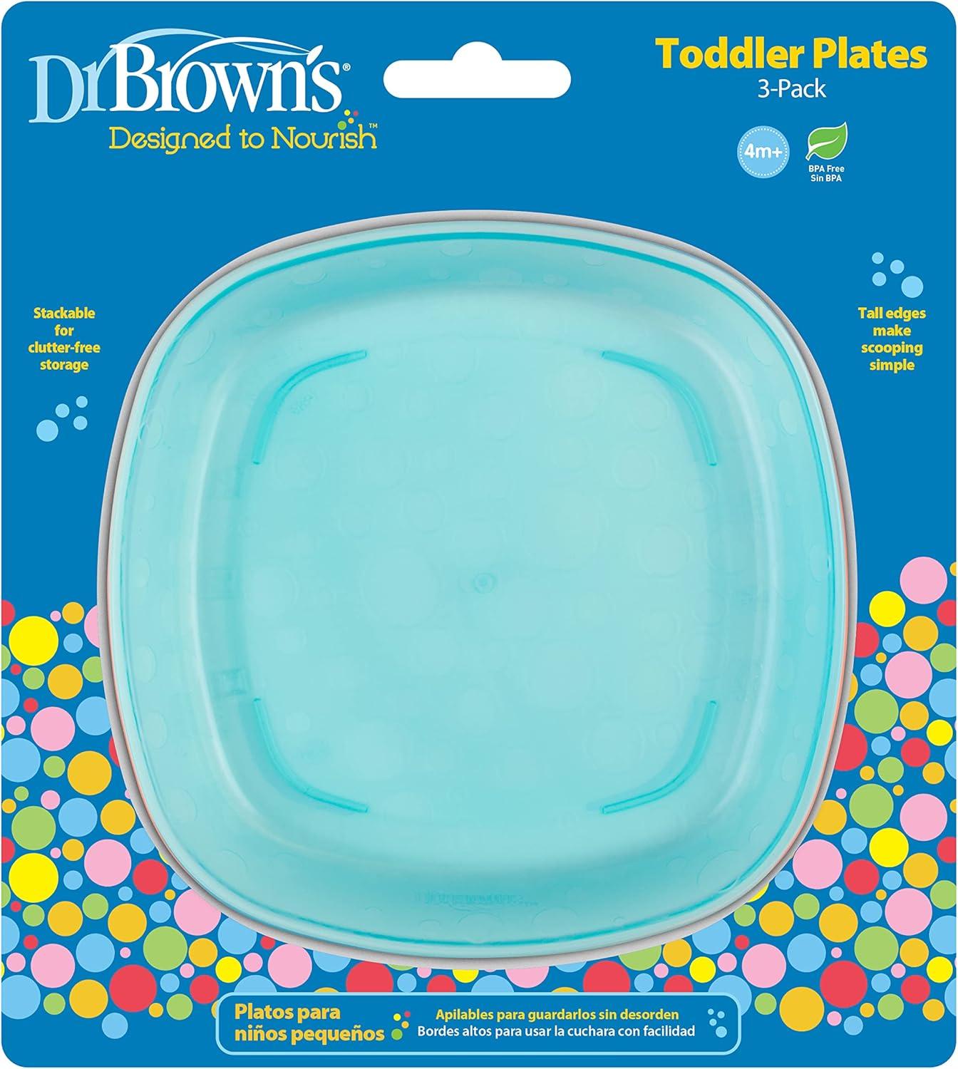 imageDr Browns Designed to Nourish Stackable Plates for Toddlers ampamp Babies BPA Free  3Pack 4mToddler Plates  3 Pack
