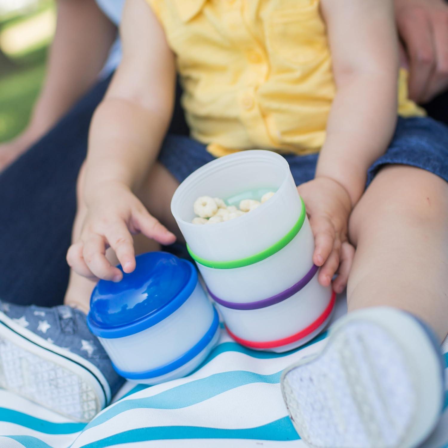 imageDr Browns SnackAPillar Stackable Snack and Dipping Cups Travel Food Storage for Toddlers and Babies BPA Free 6m4 Count Pack of 1