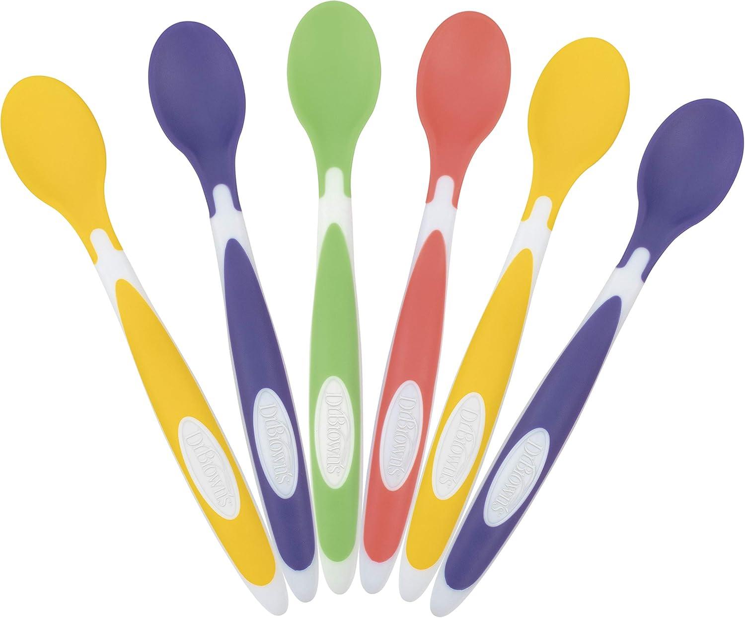 imageDr Browns TempCheck Temperature ColorChanging Spoons for Babies and Toddlers BPA Free 4 Count Pack of 1SoftTip Toddler Feeding Spoons  24 Pack