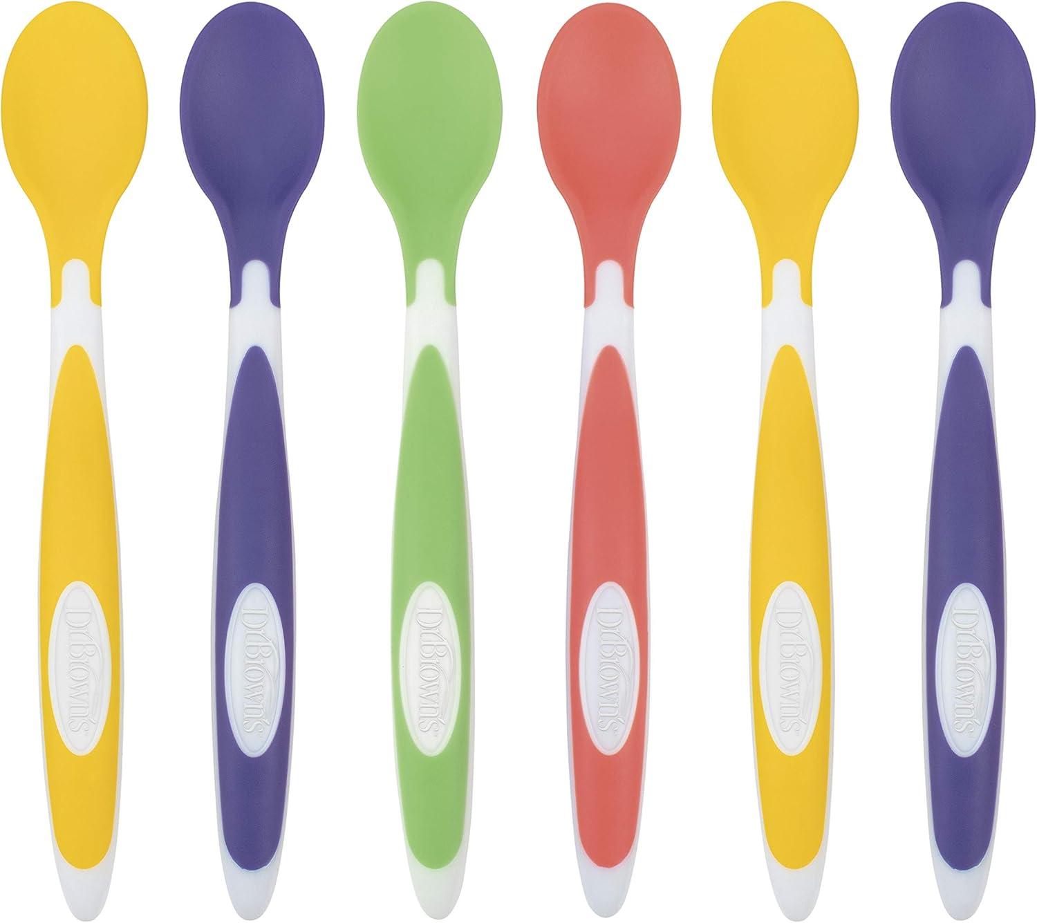 imageDr Browns TempCheck Temperature ColorChanging Spoons for Babies and Toddlers BPA Free 4 Count Pack of 1SoftTip Toddler Feeding Spoons  24 Pack