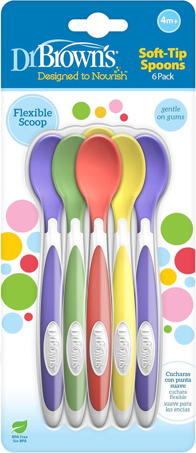 imageDr Browns TempCheck Temperature ColorChanging Spoons for Babies and Toddlers BPA Free 4 Count Pack of 1SoftTip Toddler Feeding Spoons  6 Pack