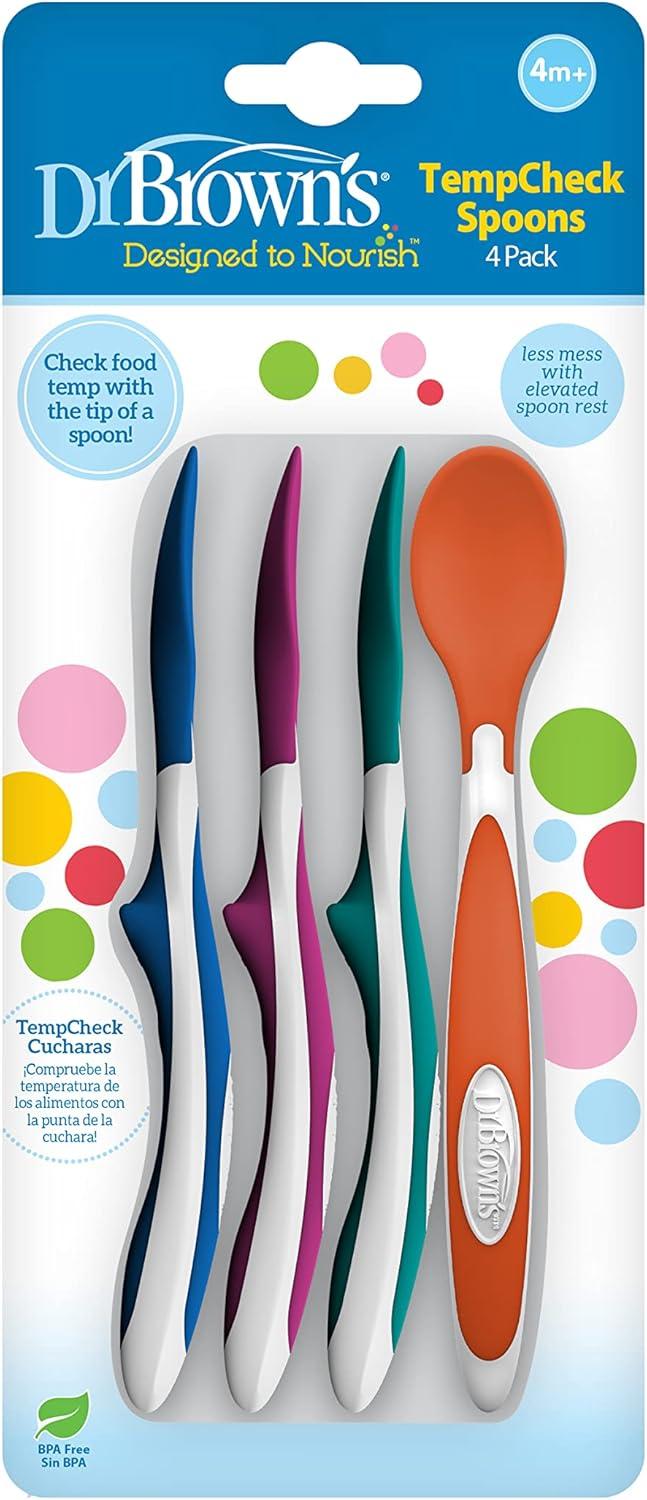imageDr Browns TempCheck Temperature ColorChanging Spoons for Babies and Toddlers BPA Free 4 Count Pack of 1TempCheck  ColorChange Spoons