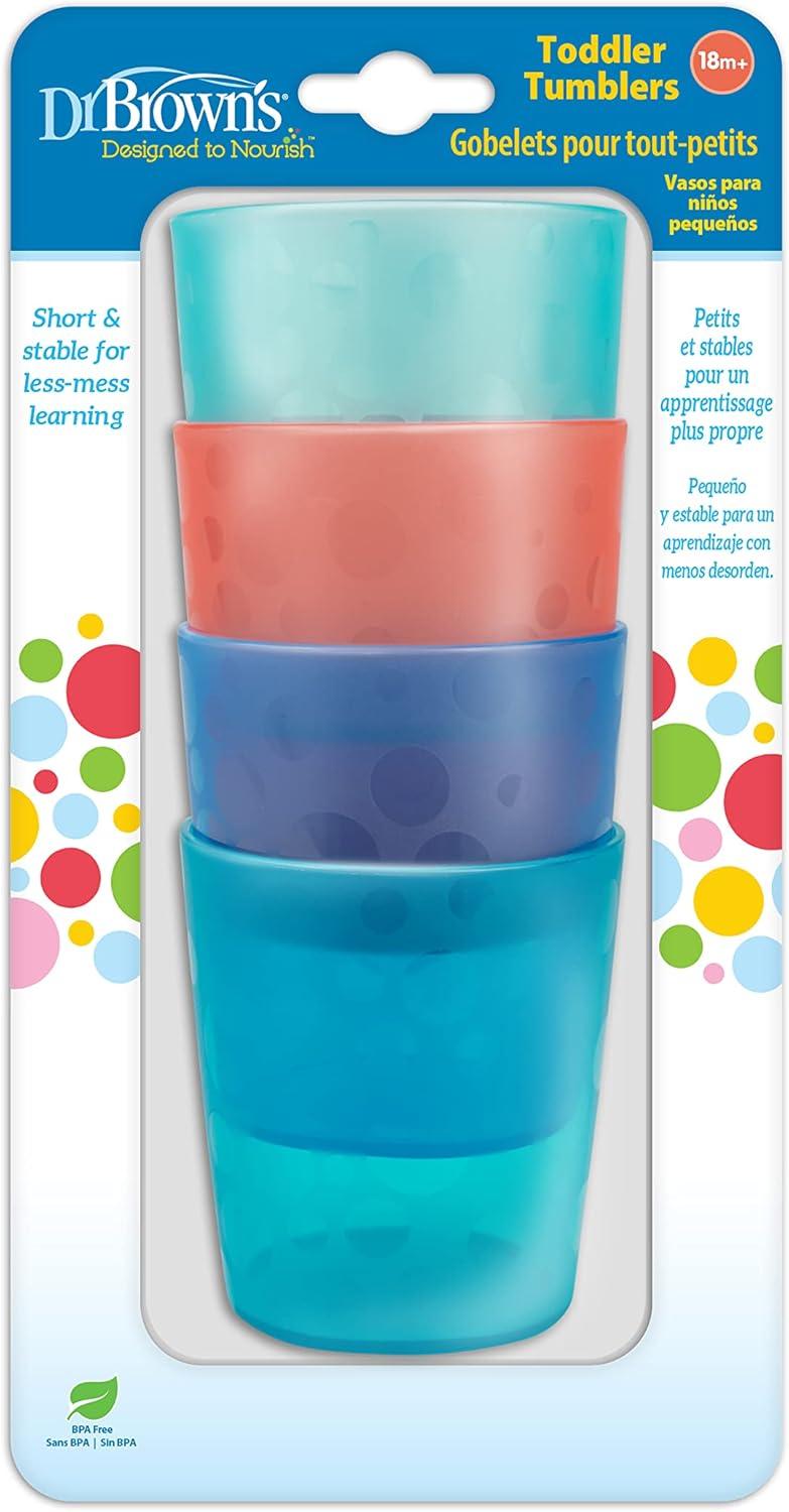 imageDr Browns Toddler Tumblers Stackable Open Training Cups BPAFree 18m 4PackToddler Tumblers  4 Pack