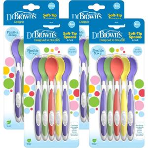 imageDr Browns TempCheck Temperature ColorChanging Spoons for Babies and Toddlers BPA Free 4 Count Pack of 1SoftTip Toddler Feeding Spoons  24 Pack