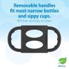 imageDr Browns Narrow Baby Bottle Handles 100 Silicone Easy Grip Removable Handles for Bottle to Sippy Cup Transition Gray 4mBlack