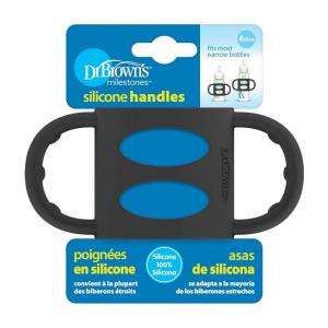 imageDr Browns Narrow Baby Bottle Handles 100 Silicone Easy Grip Removable Handles for Bottle to Sippy Cup Transition Gray 4mBlack