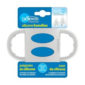 imageDr Browns Narrow Baby Bottle Handles 100 Silicone Easy Grip Removable Handles for Bottle to Sippy Cup Transition Gray 4mGray