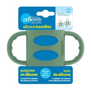 imageDr Browns Narrow Baby Bottle Handles 100 Silicone Easy Grip Removable Handles for Bottle to Sippy Cup Transition Gray 4mGreen