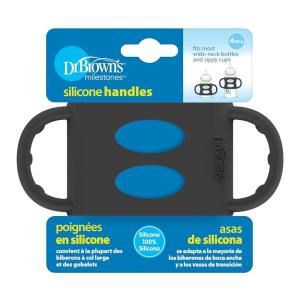 imageDr Browns WideNeck Baby Bottle Handles 100 Silicone Easy Grip Removable Handles for Bottle to Sippy Cup Transition Green 4mBlack