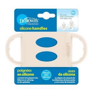 imageDr Browns WideNeck Baby Bottle Handles 100 Silicone Easy Grip Removable Handles for Bottle to Sippy Cup Transition Green 4mEcru