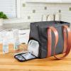 imageDr Browns BreastPump Carryall Storage Diaper and Tote Bag  Black and BrownBlack  Leather Brown